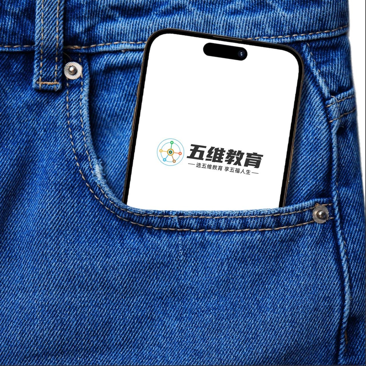 手机iphone放在牛仔裤口袋logo样机