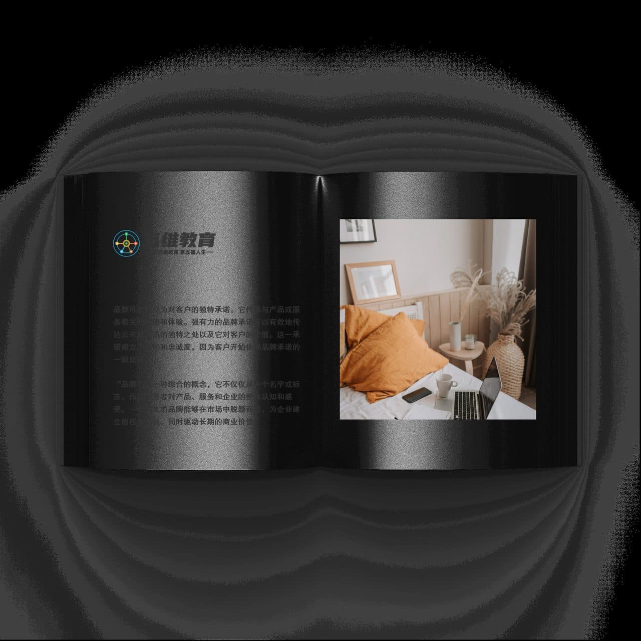 极简书本书籍杂志手册vi logo样机效果图