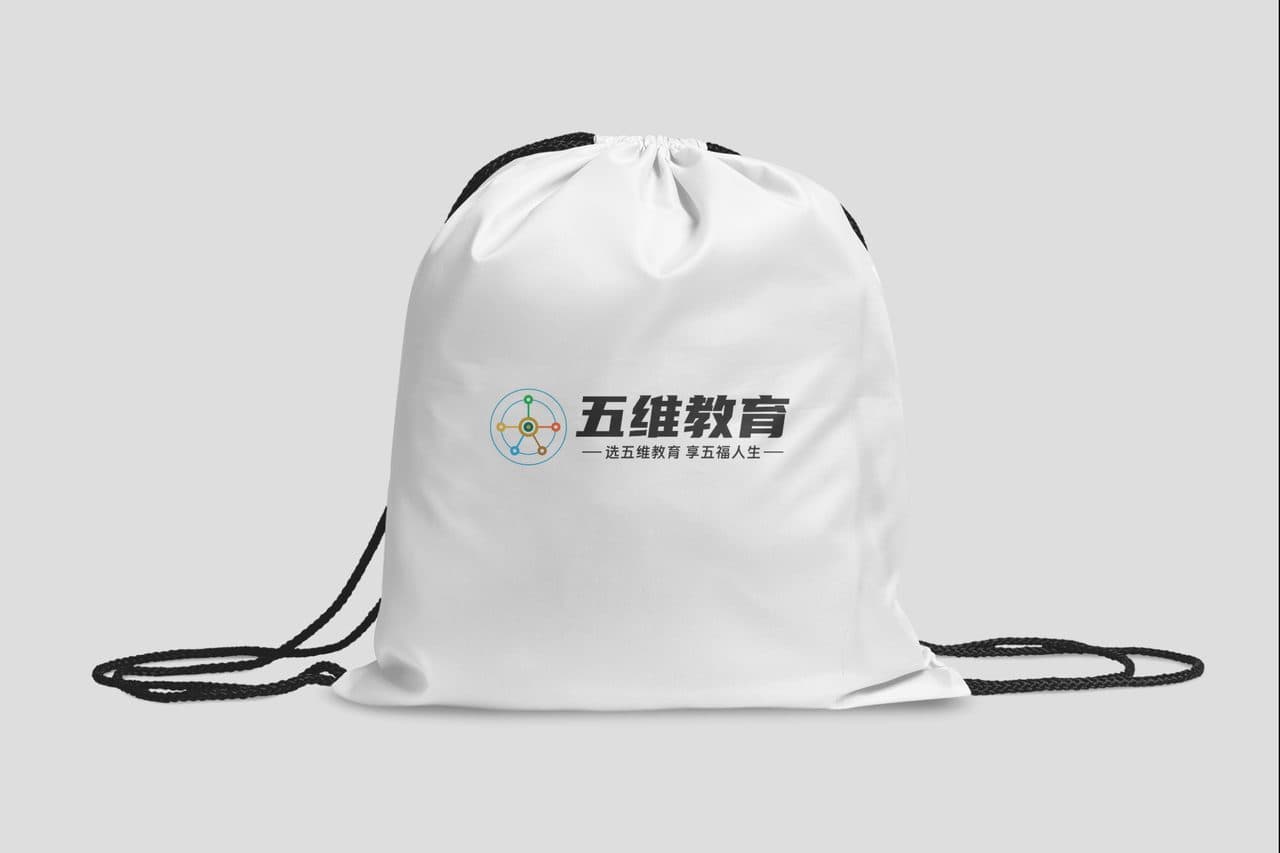 极简抽绳帆布袋vi logo效果图样机